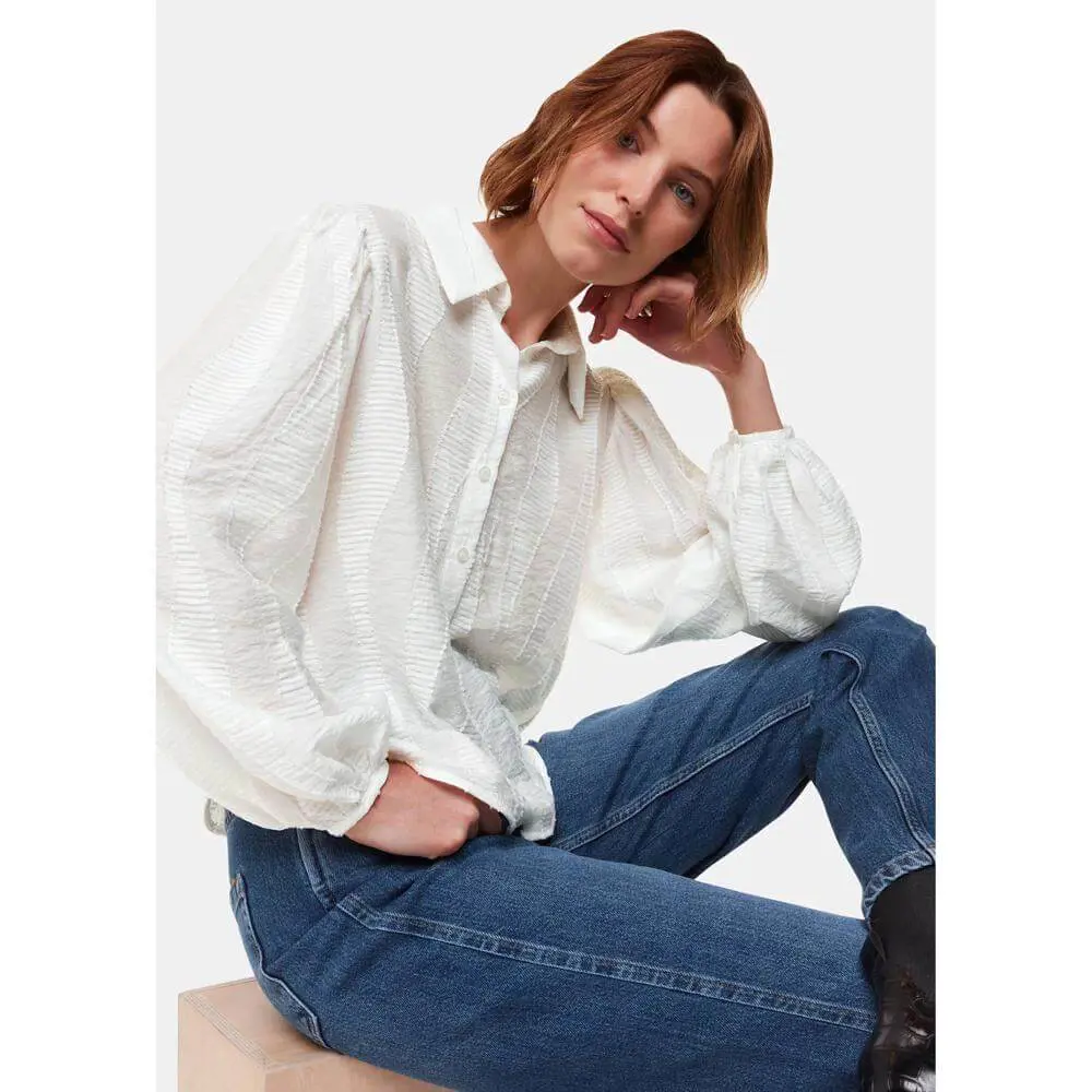 Whistles White Hannah Textured Shirt